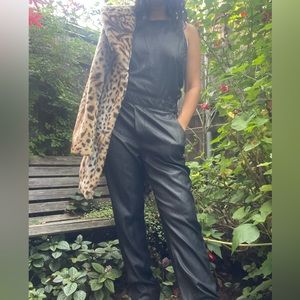 ag adriano goldschmied faux leather jumpsuit